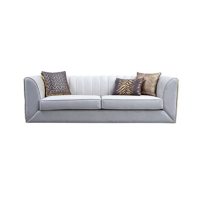 Xlmoebel Sofa Dreisitzer Wohnzimmer-Couch aus weißem Edelstahl mit Textilbe günstig online kaufen