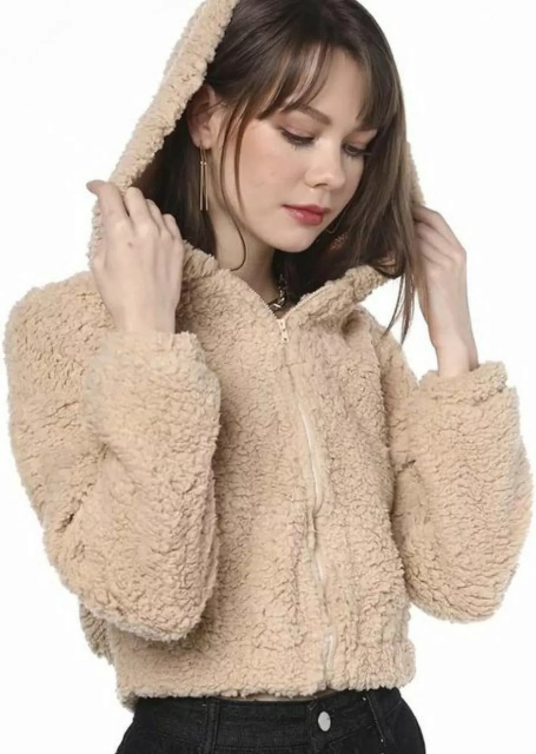 FIDDY Wintermantel Winter Jacke Damen Kapuzenjacke Teddy Jacke Damen Winter günstig online kaufen