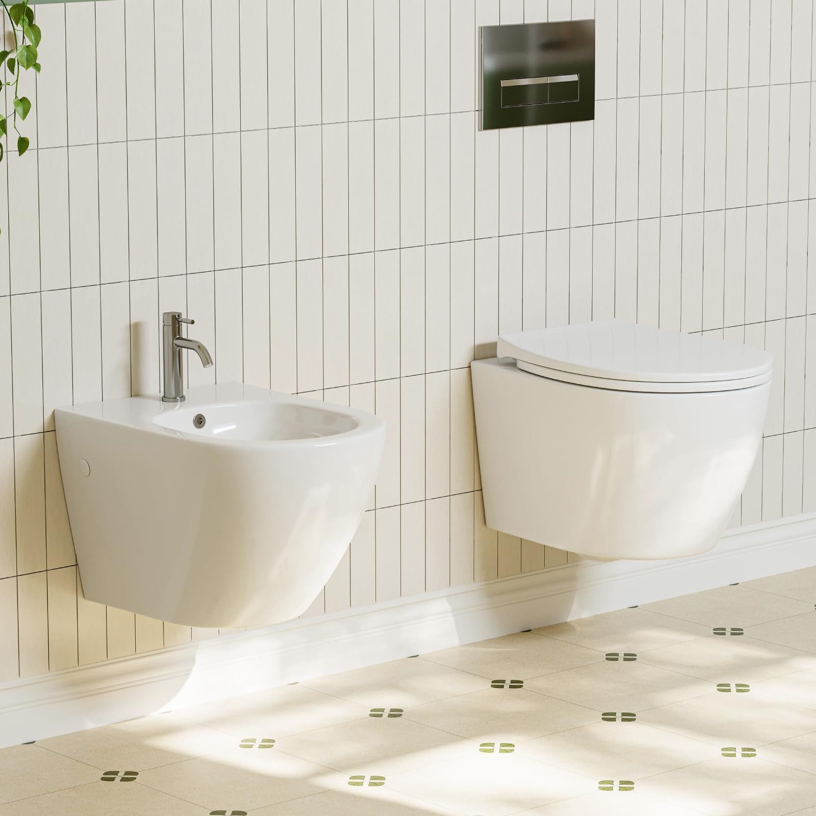 HOROW Tiefspül-WC Bidet Komplet Set aus günstig online kaufen
