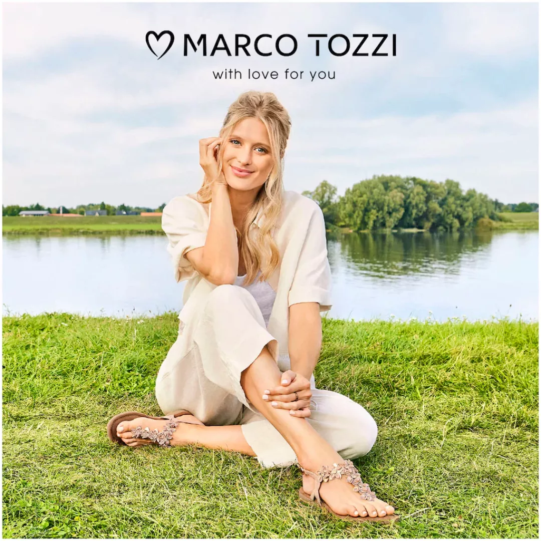 MARCO TOZZI Sandale, Sommerschuh, Sandale, Blockabsatz, mit aufwendiger Blü günstig online kaufen