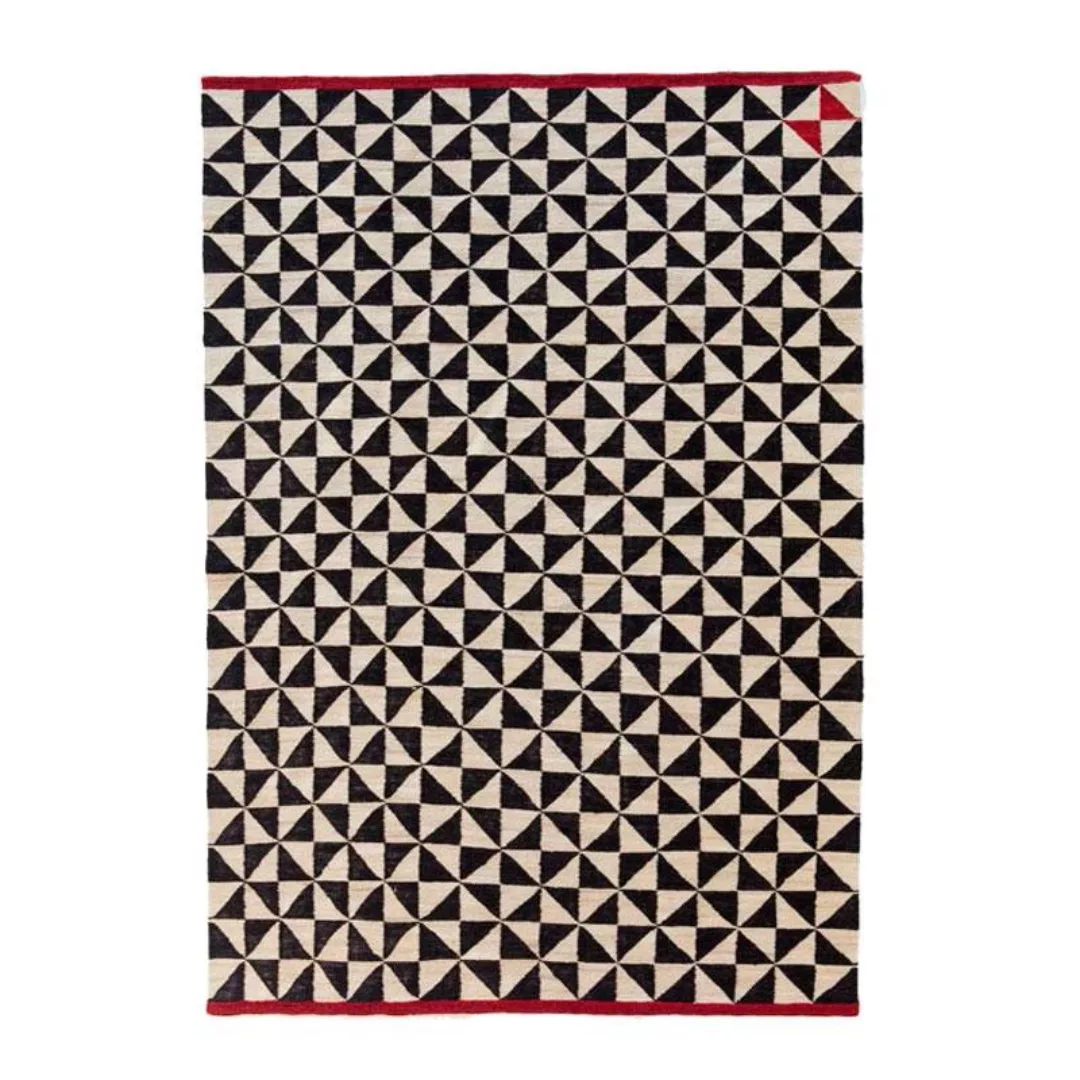 Nanimarquina - Mélange Pattern 2 Kilim / Wollteppich - schwarz-weiß- rot/17 günstig online kaufen