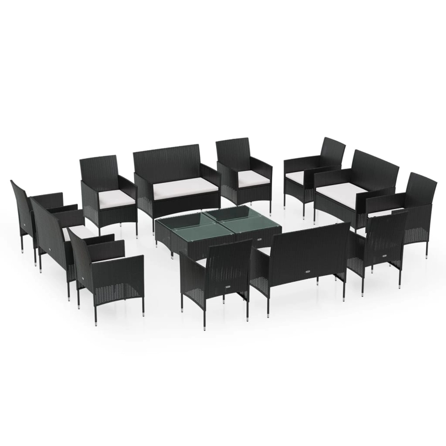 vidaXL 16-tlg Garten-Lounge-Set mit Auflagen Poly Rattan Schwarz Modell 4 günstig online kaufen