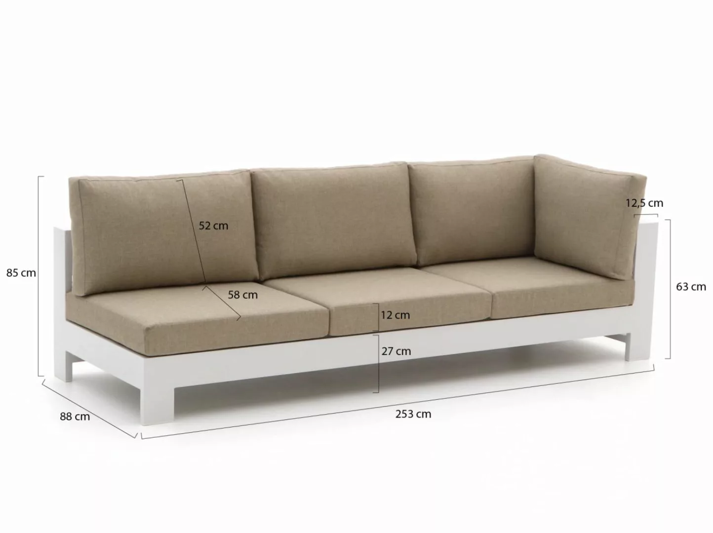 Bellagio Avolo Gartensofa 3-Sitzer linker Arm 253 cm günstig online kaufen