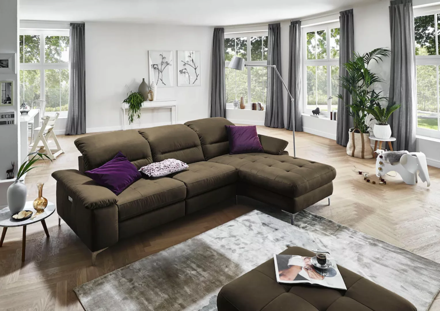 Places of Style Ecksofa »Basel L-Form«, mit vollmotorischer Relaxfunktion u günstig online kaufen