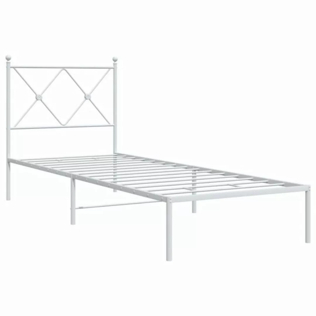 vidaXL Bett Bettgestell mit Kopfteil Metall Weiß 75x190 cm günstig online kaufen