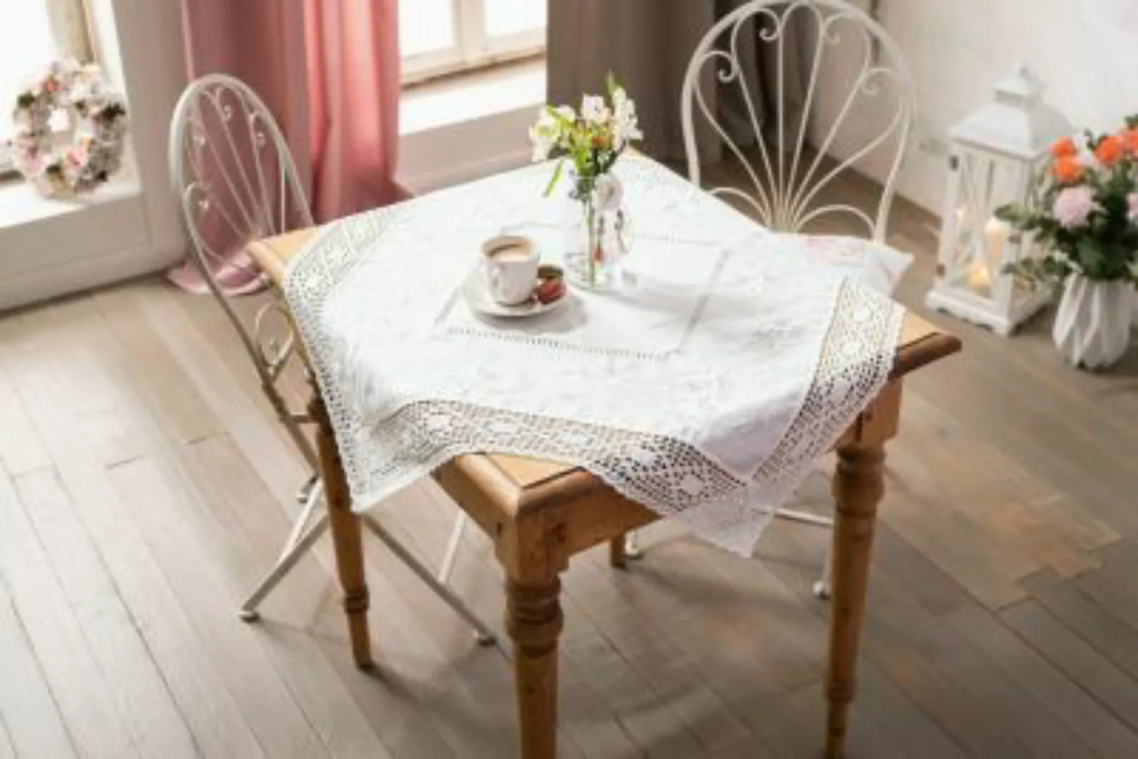 HOME Living Tischdecke Rosenstickerei Tischdecken weiß günstig online kaufen
