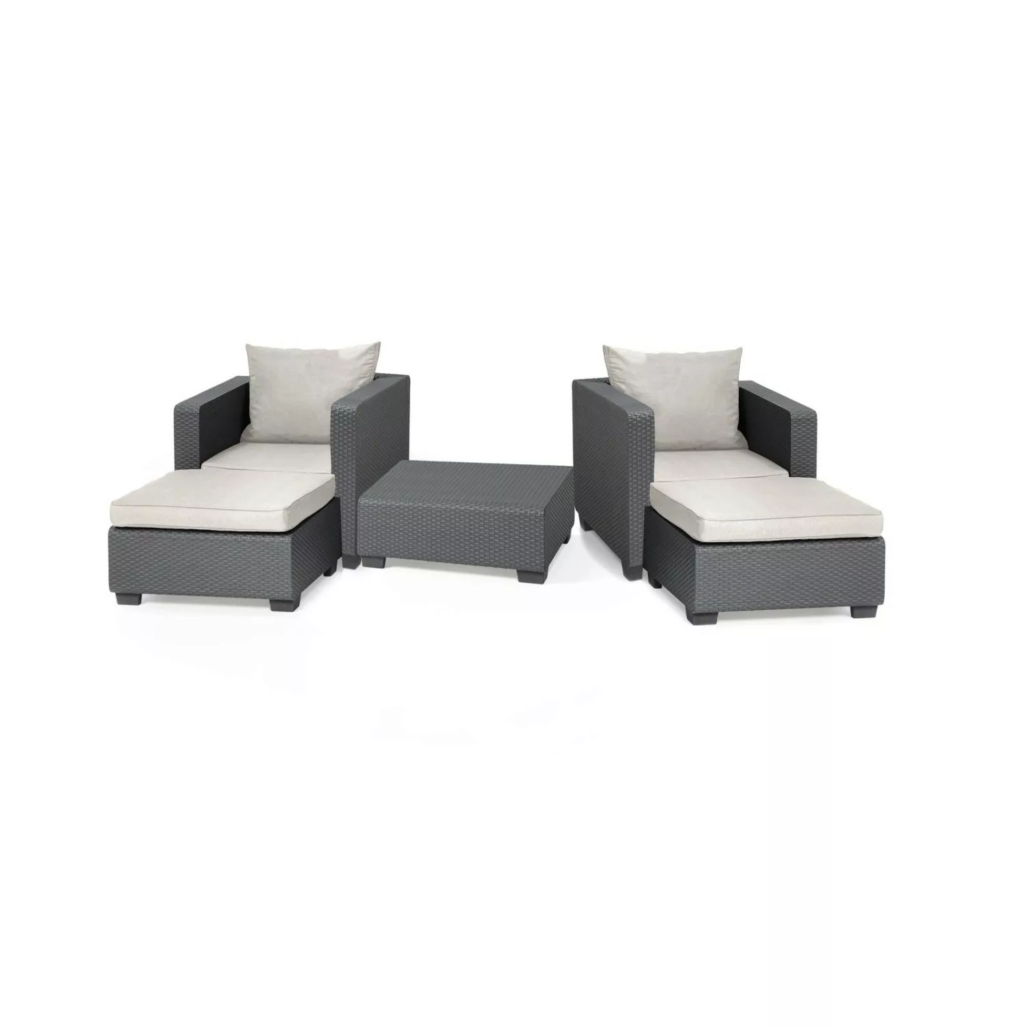 Allibert Salta Loungeset 5-teilig mit Sessel, Hocker und Tisch günstig online kaufen