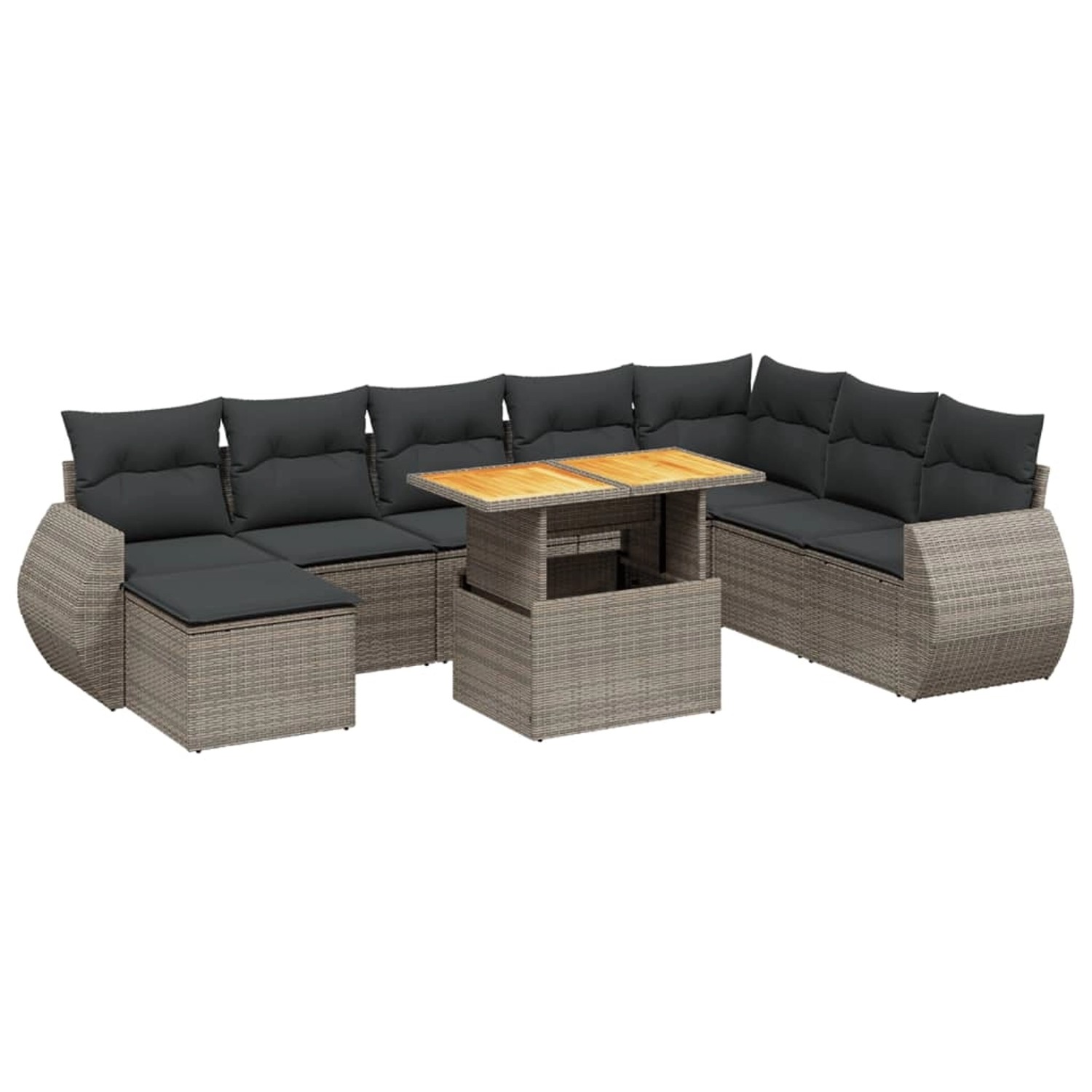 vidaXL 9-Tlg Garten-Sofagarnitur mit Kissen Grau Poly Rattan 3272334 günstig online kaufen