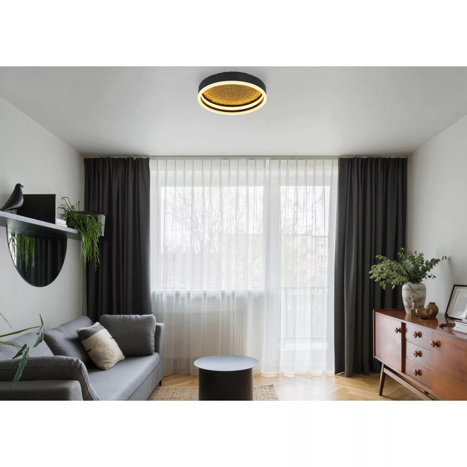 Globo LED-Deckenleuchte Hedi 1-flammig Schwarz matt 300 x 75 mm günstig online kaufen