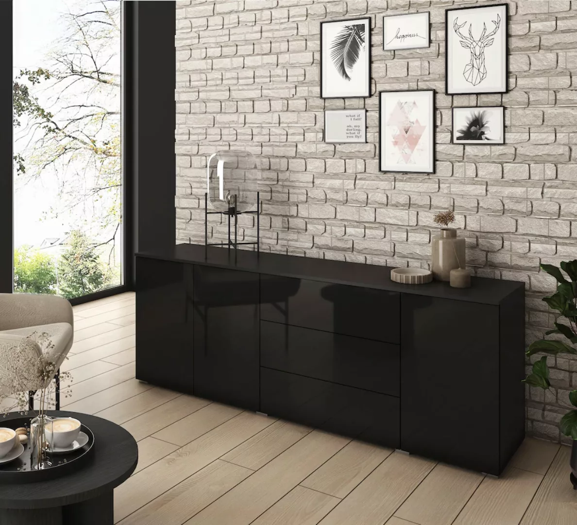 INOSIGN Sideboard "PARIS", (1 St.), Moderne 190cm breite grifflose Kommode, günstig online kaufen