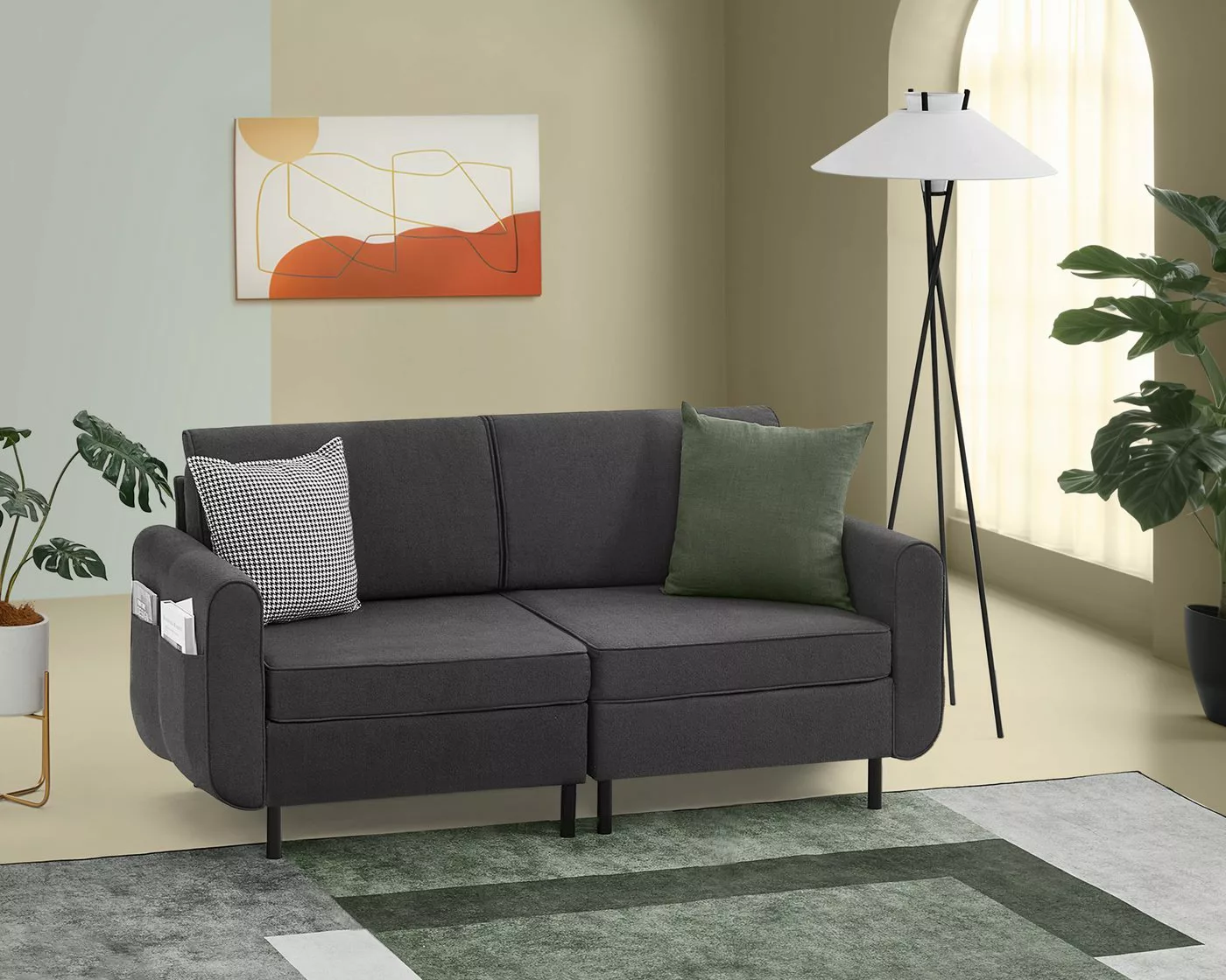 SONGMICS HOME 3-Sitzer, 2 Teile, Modulares Sofa, 2-Sitzer, Schlafsofa, L-fö günstig online kaufen