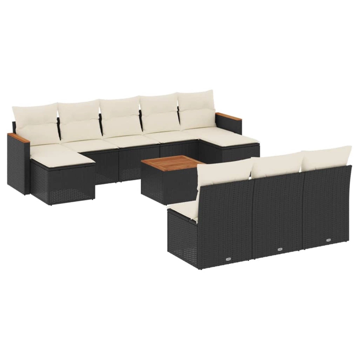 vidaXL 11-Tlg Garten-Sofagarnitur mit Kissen Schwarz Poly Rattan 3226392 günstig online kaufen
