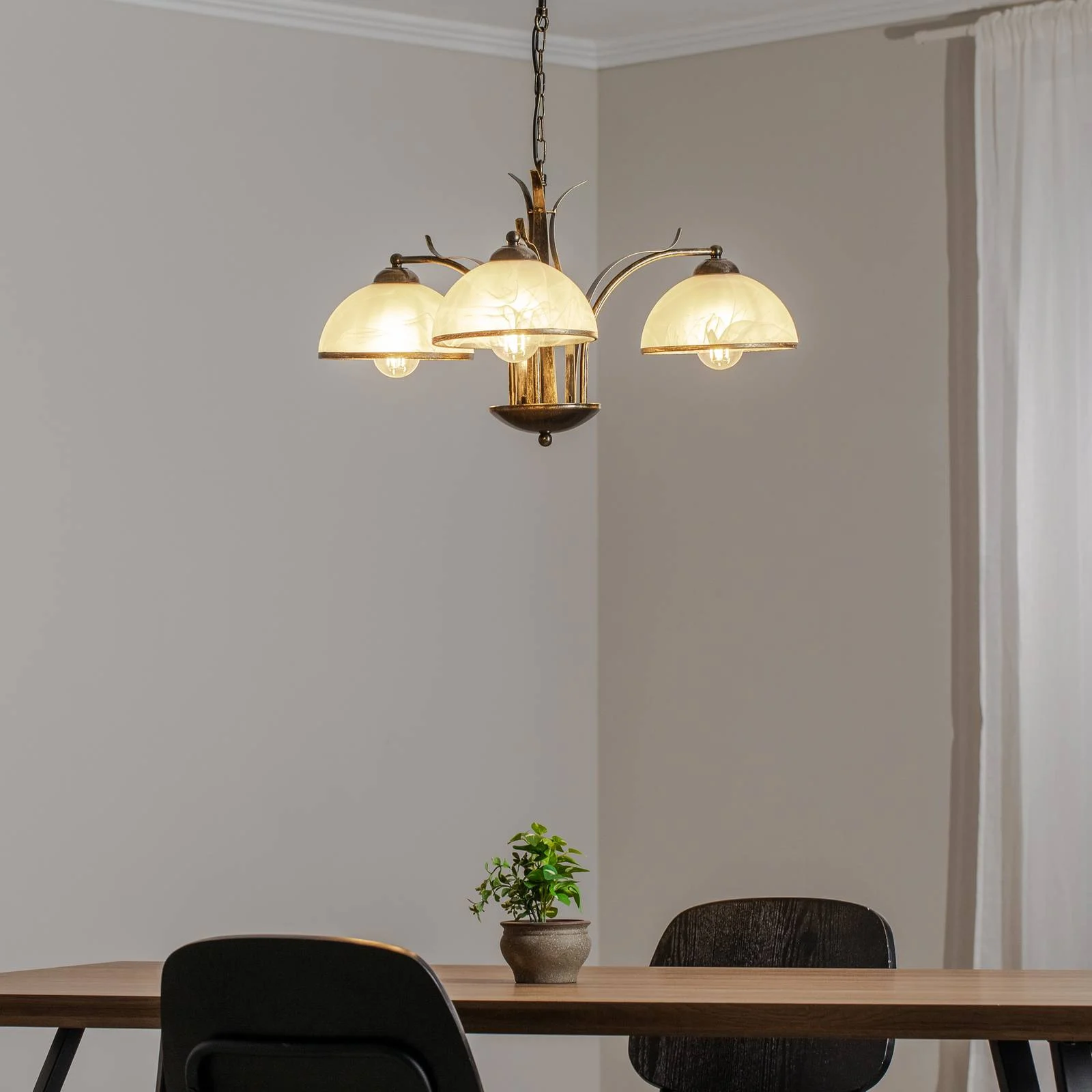 Kronleuchter Korfu, 3-flg., goldfarben antik, Ø 68 cm günstig online kaufen