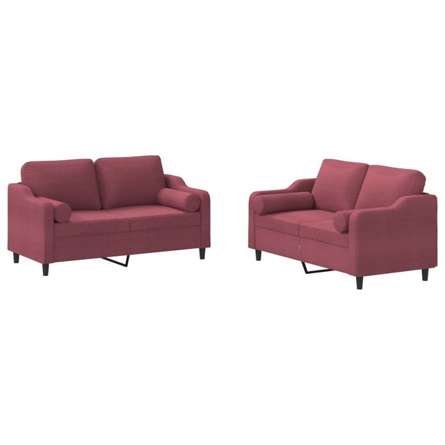 vidaXL Sofa Sofagarnitur Set mit Kissen Stoff, 2-tlg., Rot günstig online kaufen