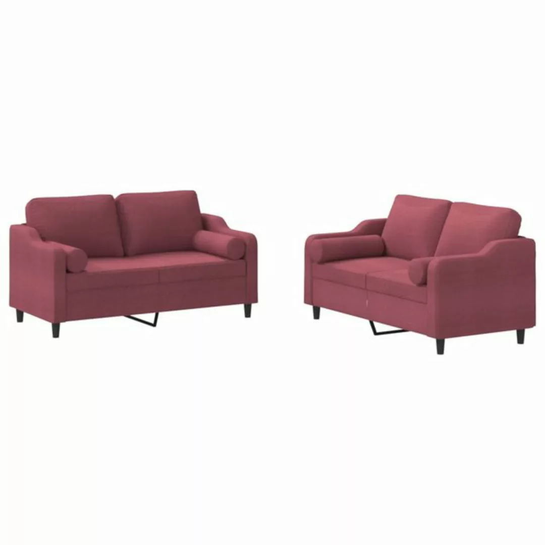 vidaXL Sofa Sofagarnitur Set mit Kissen Stoff, 2-tlg., Rot günstig online kaufen