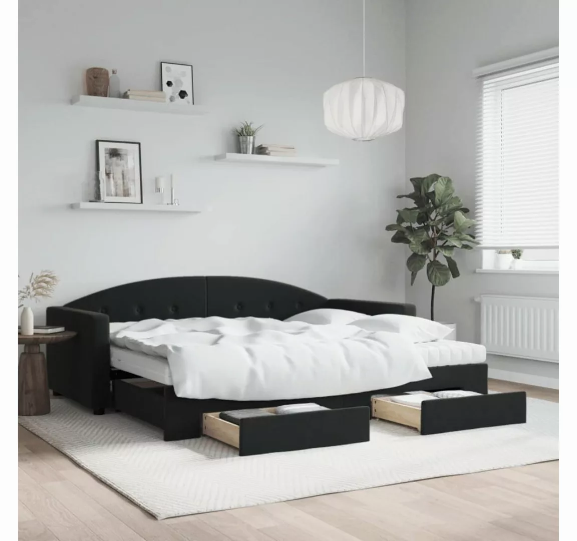 vidaXL Gästebett Gästebett Tagesbett Ausziehbar mit Schubladen Schwarz 90x1 günstig online kaufen