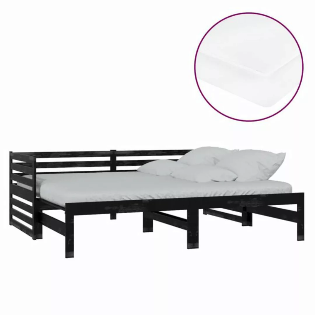 vidaXL Gästebett Ausziehbares Tagesbett Gästebett 2x90x200 cm Schwarz Massi günstig online kaufen