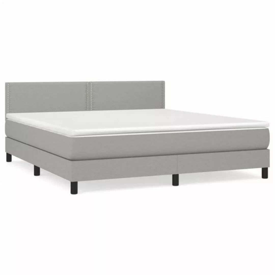 vidaXL Bettgestell Boxspringbett mit Matratze Hellgrau 160x200 cm Stoff Bet günstig online kaufen