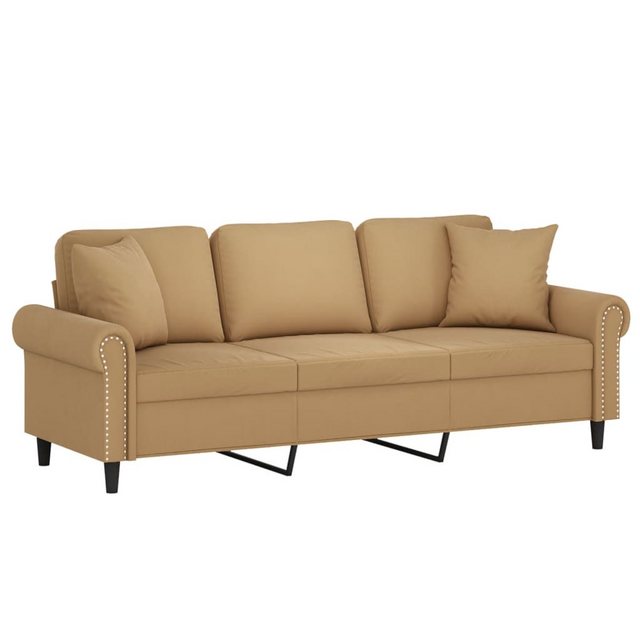 vidaXL Sofa 3-Sitzer-Sofa mit Zierkissen Braun 180 cm Samt günstig online kaufen