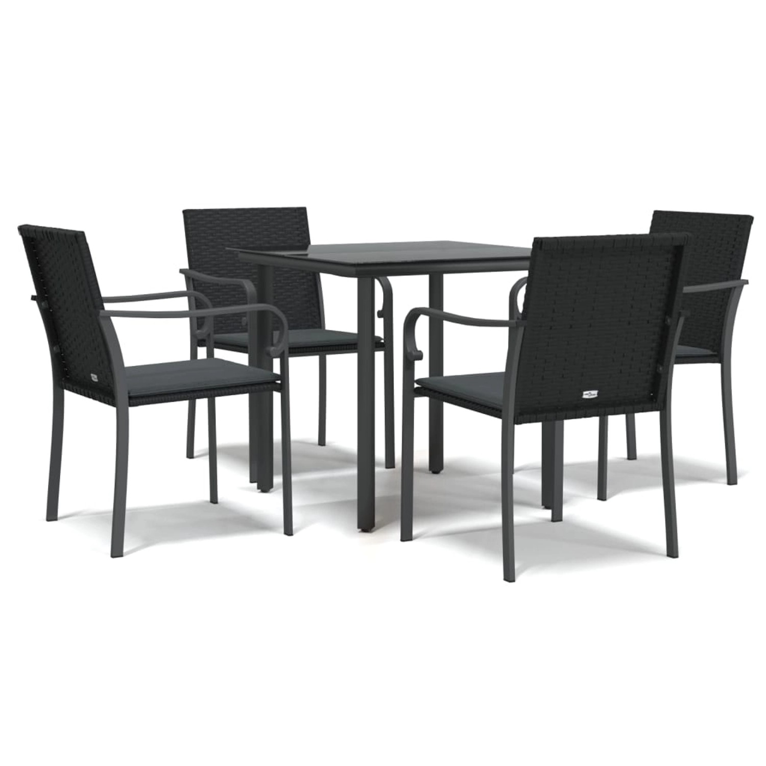 vidaXL 5-Tlg Garten-Essgruppe mit Kissen Poly Rattan und Stahl 3186956 günstig online kaufen