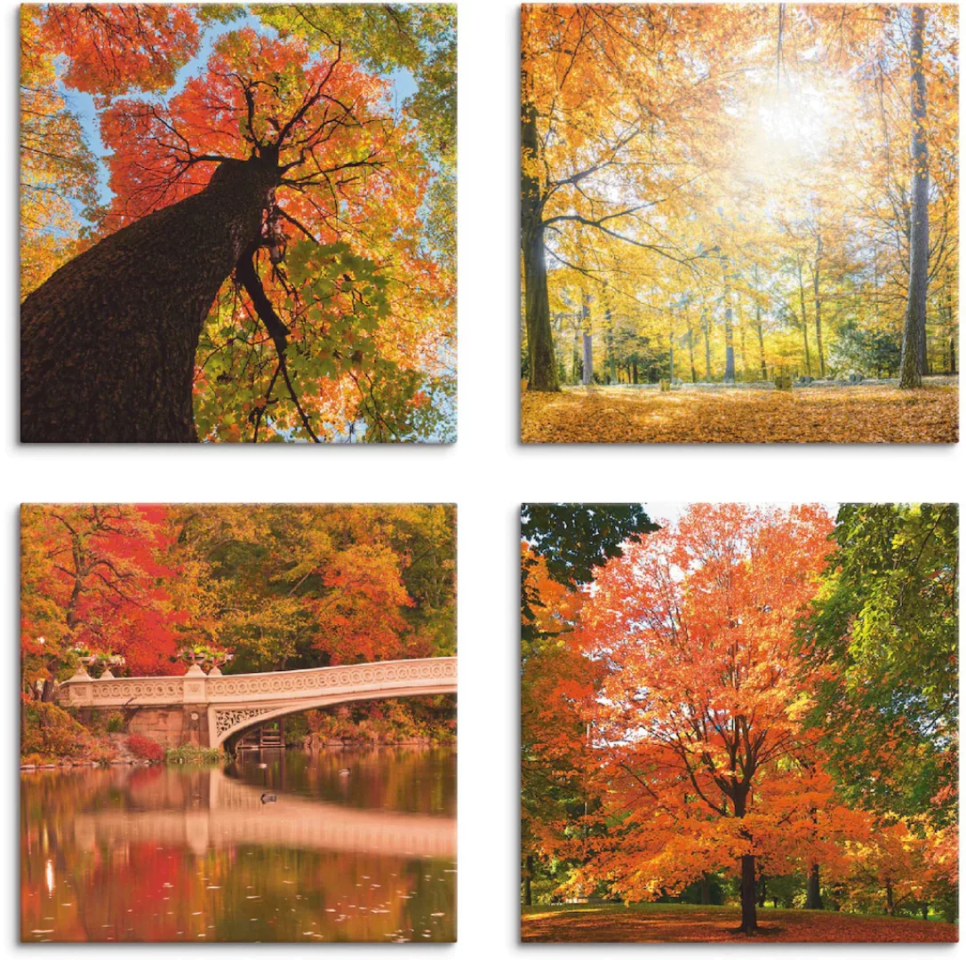 Artland Leinwandbild »Herbst Wald Panoramas«, Wald, (4 St.) günstig online kaufen