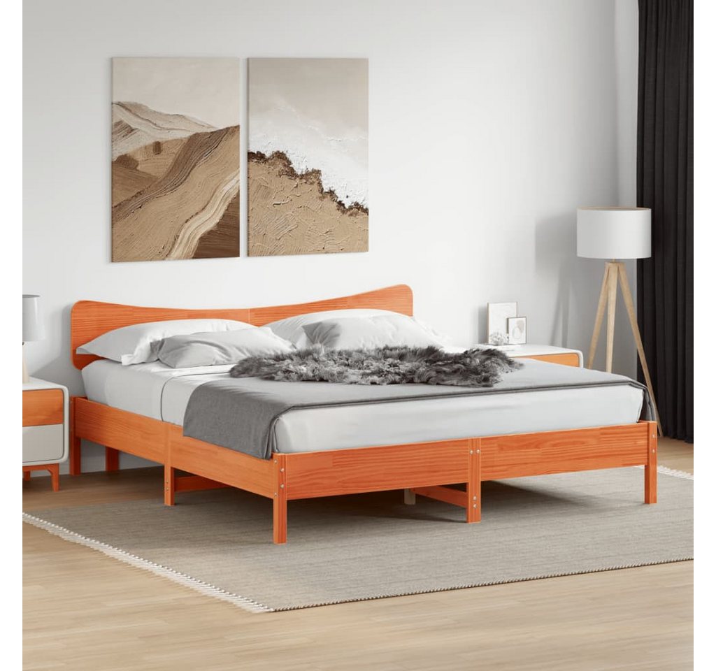 vidaXL Bett, Massivholzbett ohne Matratze Wachsbraun 200x200 Kiefernholz günstig online kaufen