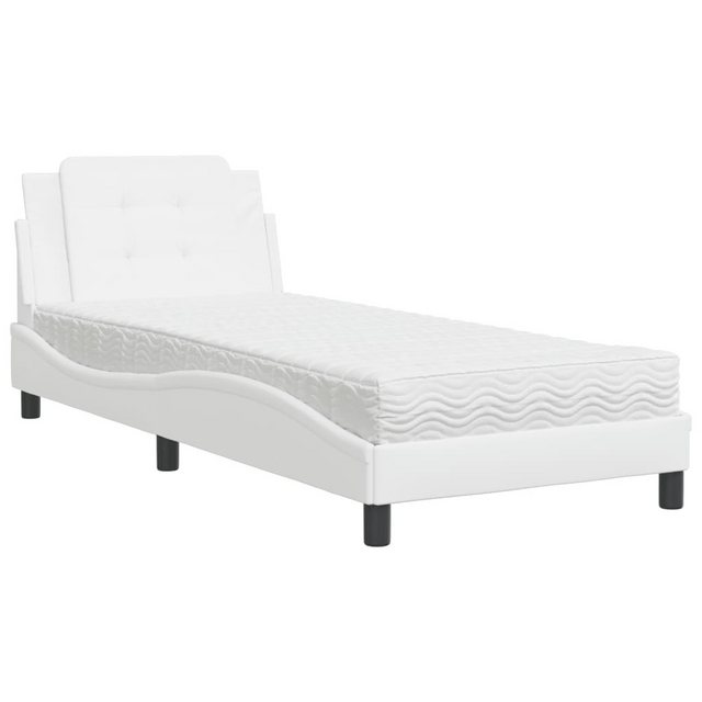 vidaXL Bett Bett mit Matratze Weiß 80x200 cm Kunstleder günstig online kaufen