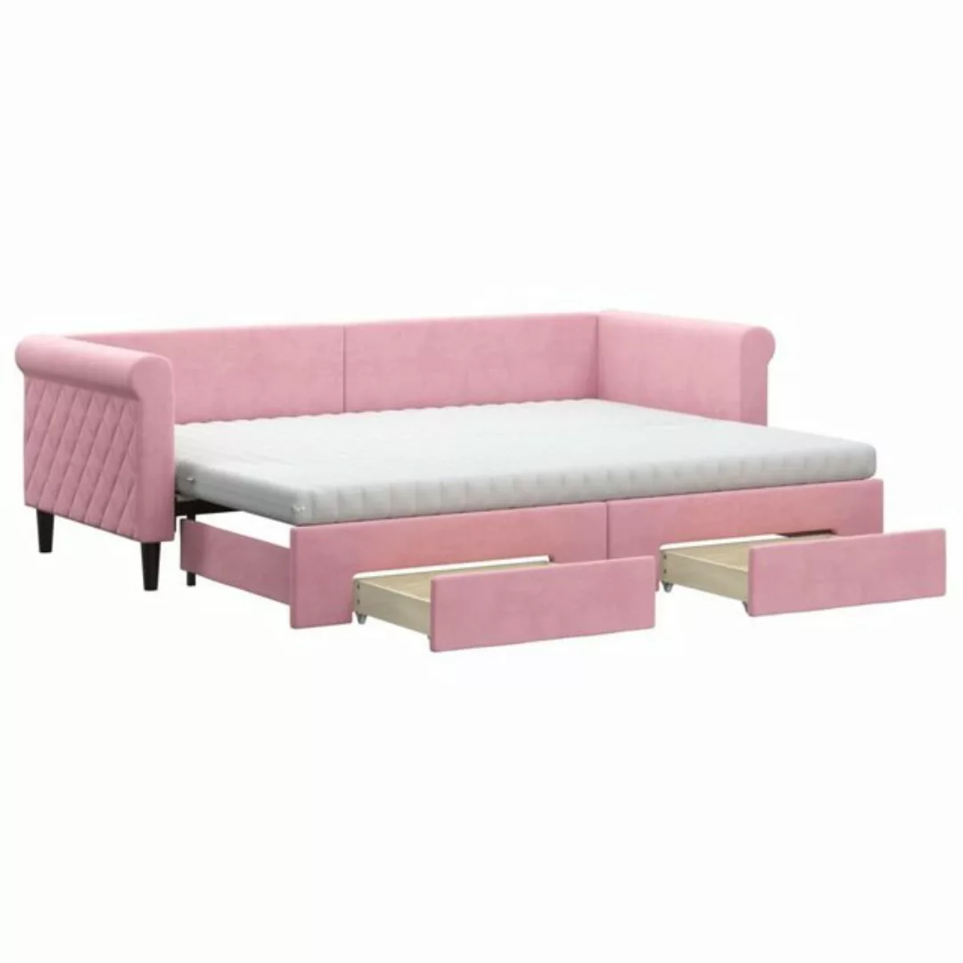 vidaXL Bett Tagesbett Ausziehbar mit Schubladen Rosa 80x200 cm Samt günstig online kaufen