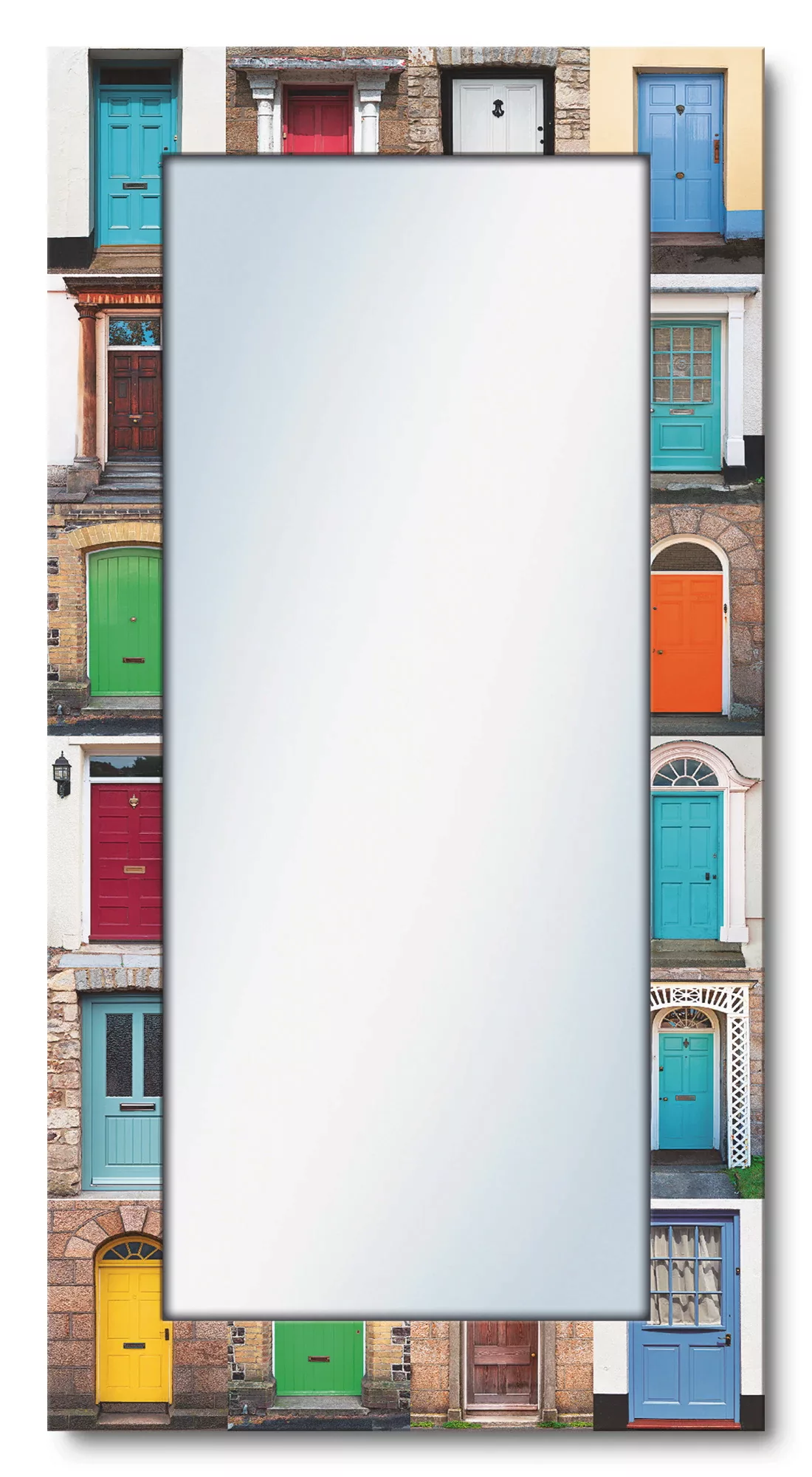 Artland Dekospiegel »Fotocollage von 32 bunten Haustüren« günstig online kaufen
