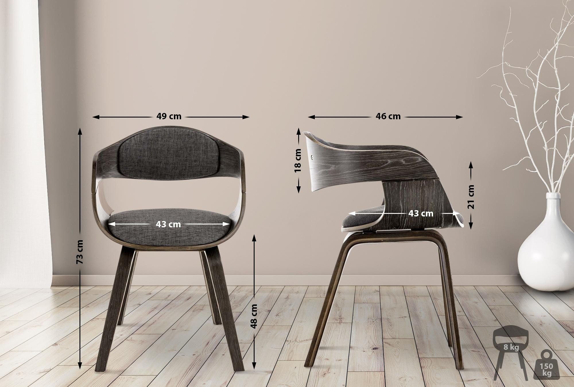 CLP Esszimmerstuhl Kingston Stoff (2er Set), günstig online kaufen
