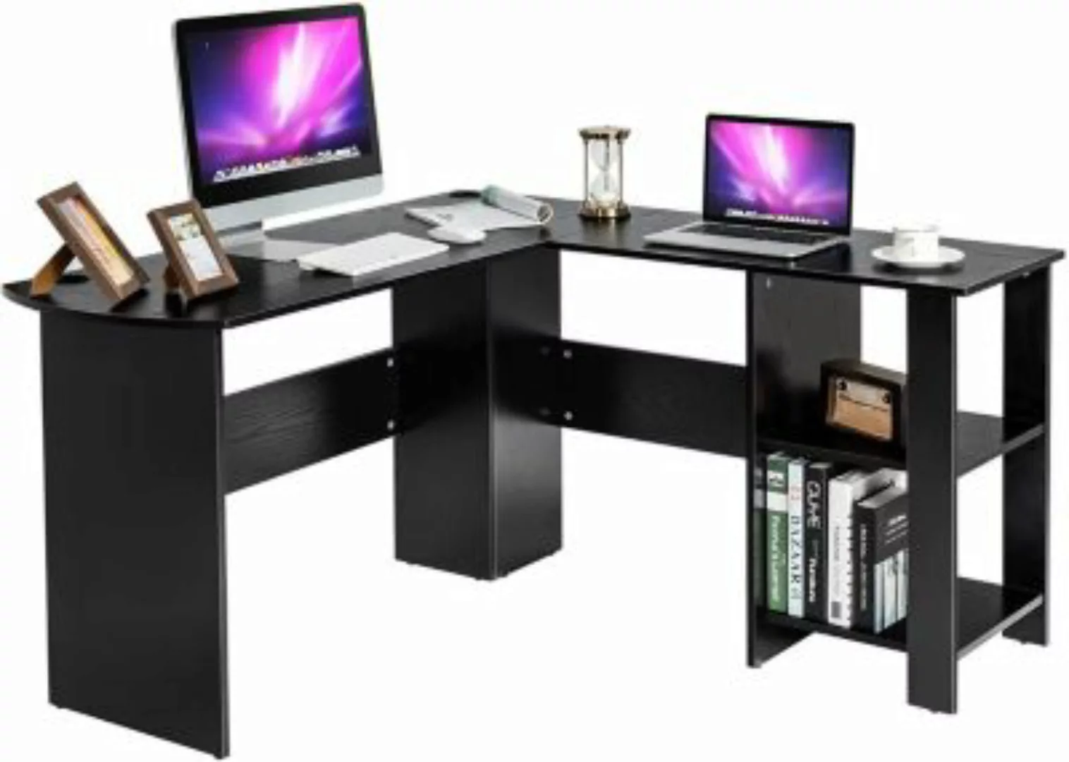 COSTWAY® Schreibtische L-förmig Computertisch schwarz günstig online kaufen