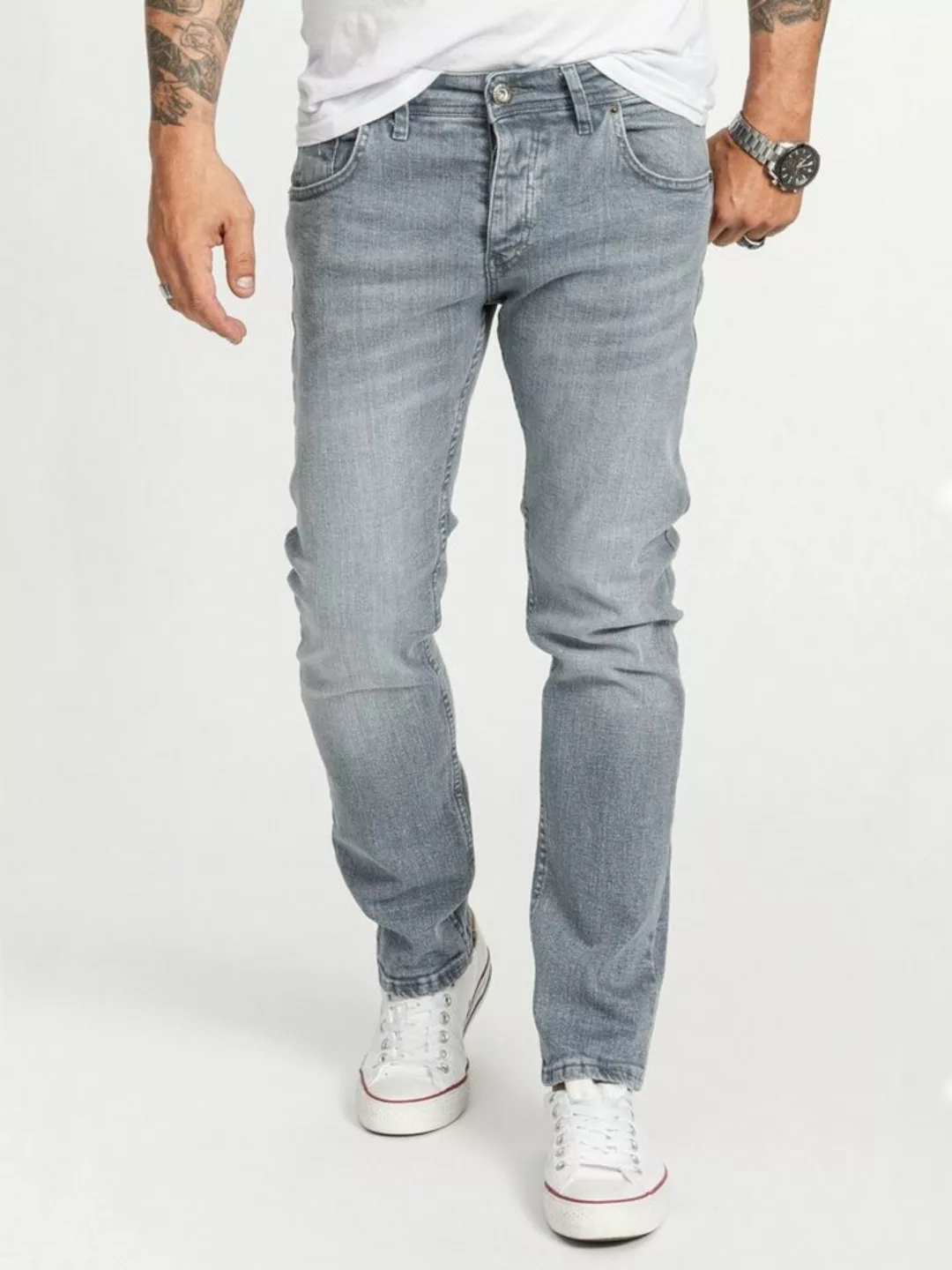 Rock Creek Regular-fit-Jeans Herren Jeans Stonewashed Grau RC-2412 günstig online kaufen