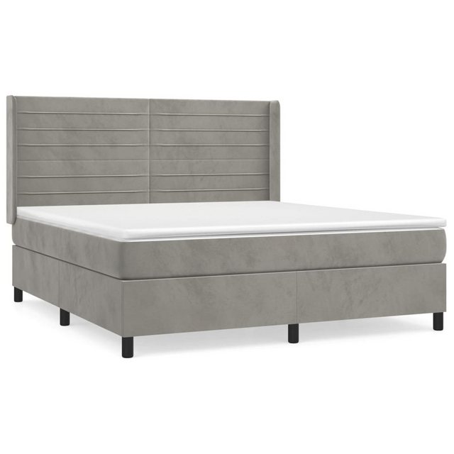 vidaXL Boxspringbett Boxspringbett mit Matratze Hellgrau 160x200 cm Samt Be günstig online kaufen