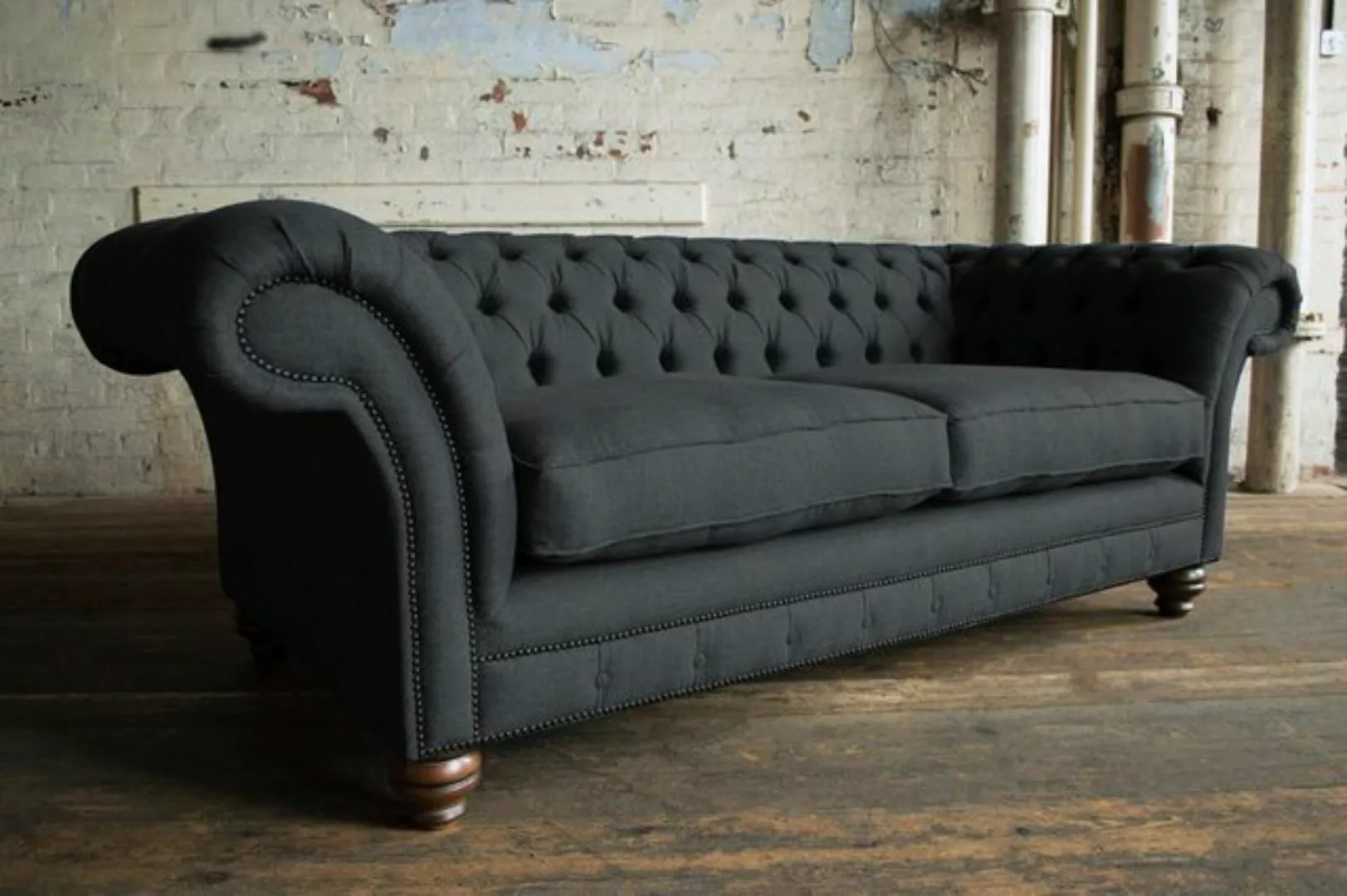 JVmoebel 3-Sitzer Schwarzes Chesterfield Design Luxus Polster Sofa Couch Si günstig online kaufen