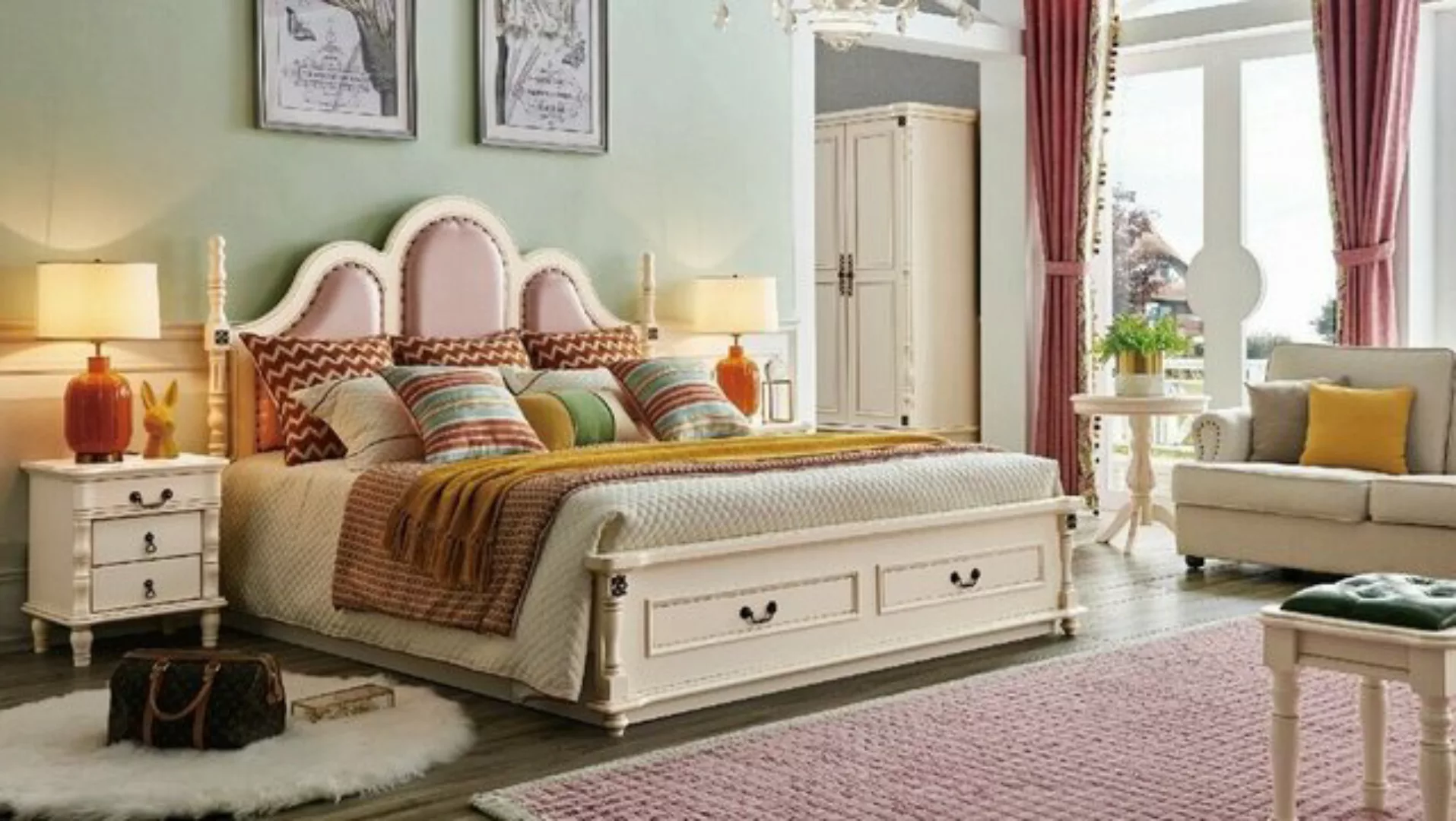 JVmoebel Bett, Bett Polster Design Luxus Doppel Hotel Betten Schlafzimmer 1 günstig online kaufen