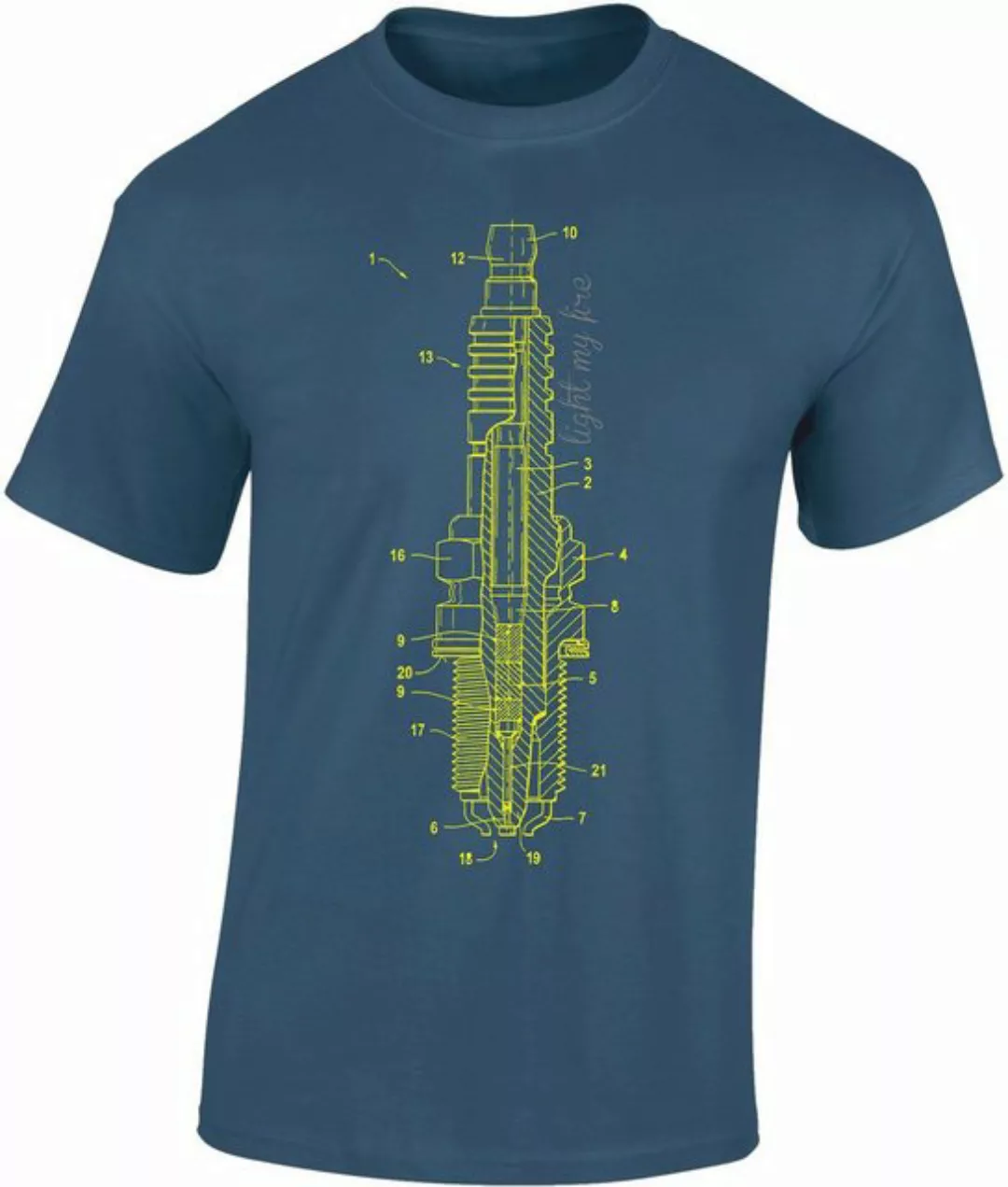 Baddery Print-Shirt Auto T-Shirt: "Zündkerze - Light my fire" - Motorsport günstig online kaufen