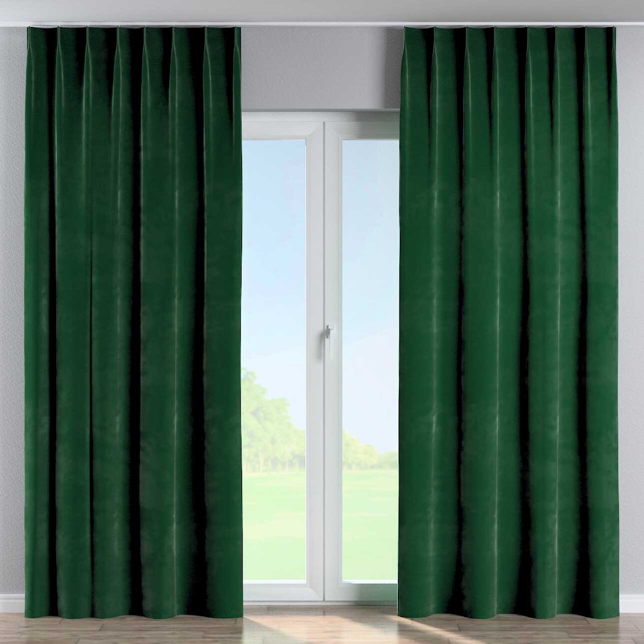 Vorhang mit flämischen 1-er Falten, grün, Velvet (704-13) günstig online kaufen