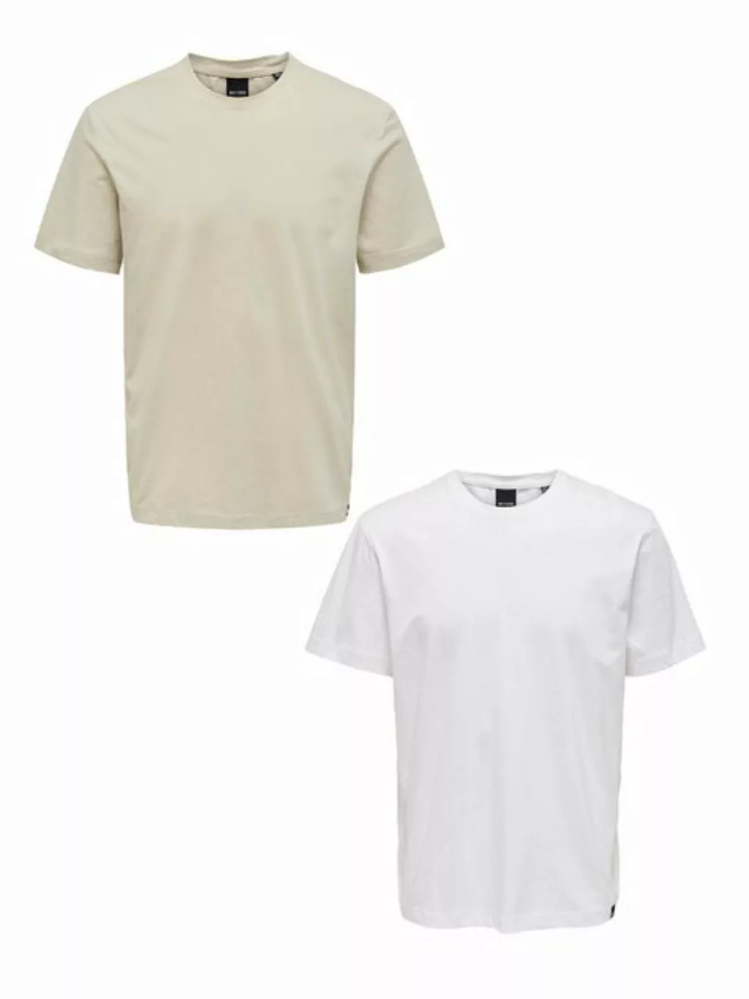 ONLY & SONS T-Shirt T-Shirt 2er-Set Rundhals Kurzarm (1-tlg) 7642 in Weiß-B günstig online kaufen