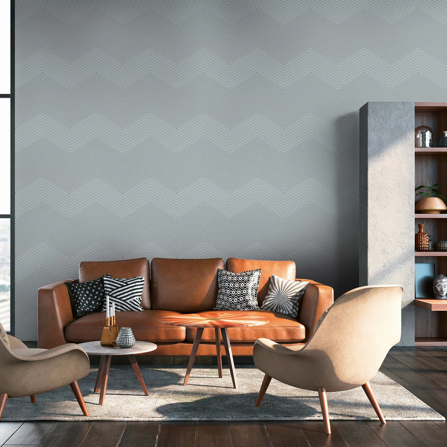 Bricoflor Schwarze Tapete mit Kupfer Design Dreieck Tapete Metallic Effekt günstig online kaufen