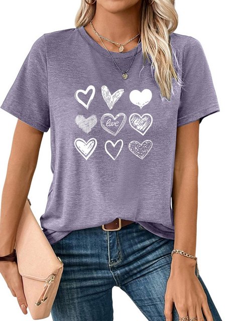 PYL T-Shirt Damen Sommer Casual Oversize-Shirt Kurzarm Lockere Tops günstig online kaufen