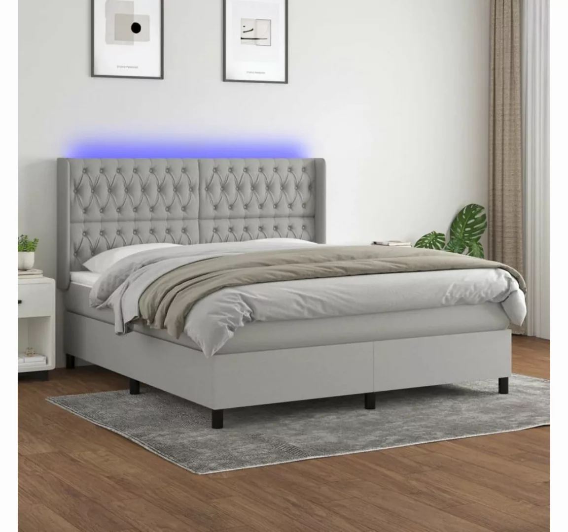 vidaXL Boxspringbett Boxspringbett mit Matratze und LED Stoff (180 x 200 cm günstig online kaufen