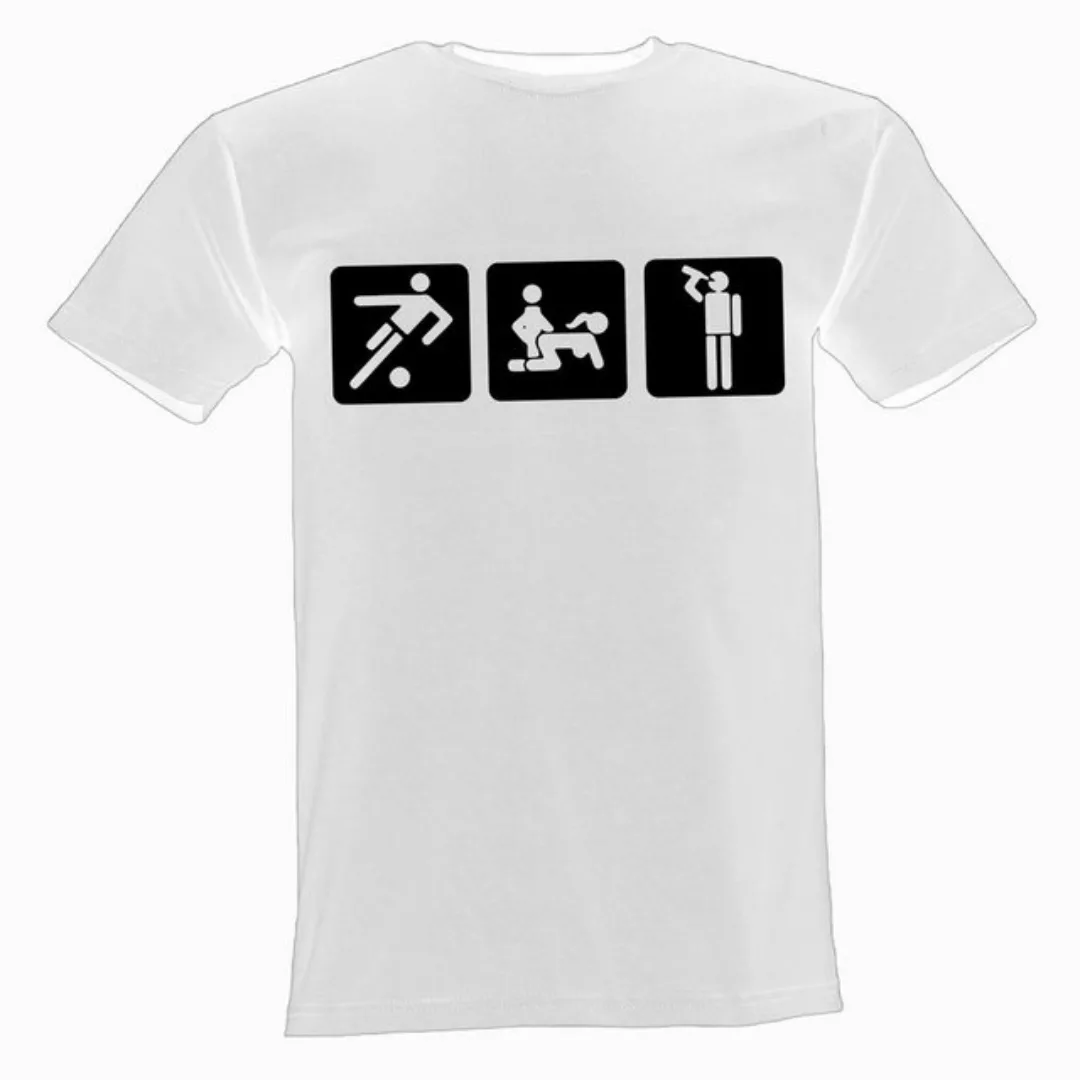 Lustige & Witzige T-Shirts T-Shirt T-Shirt Fußball Ficken Saufen Fun-Shirt günstig online kaufen