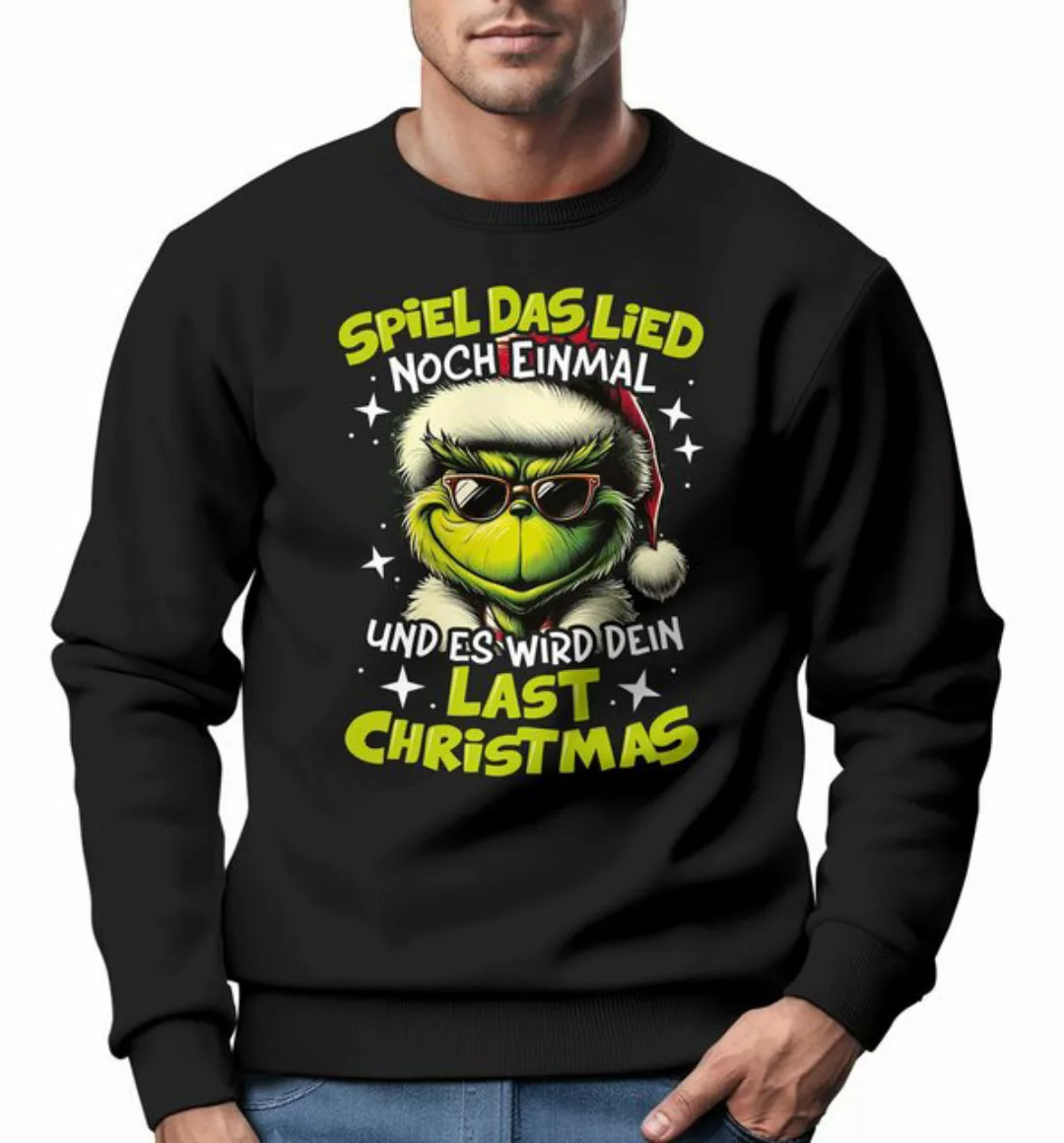 MoonWorks Sweatshirt Sweatshirt Herren Weihnachtspullover Grinch Spruch Wei günstig online kaufen