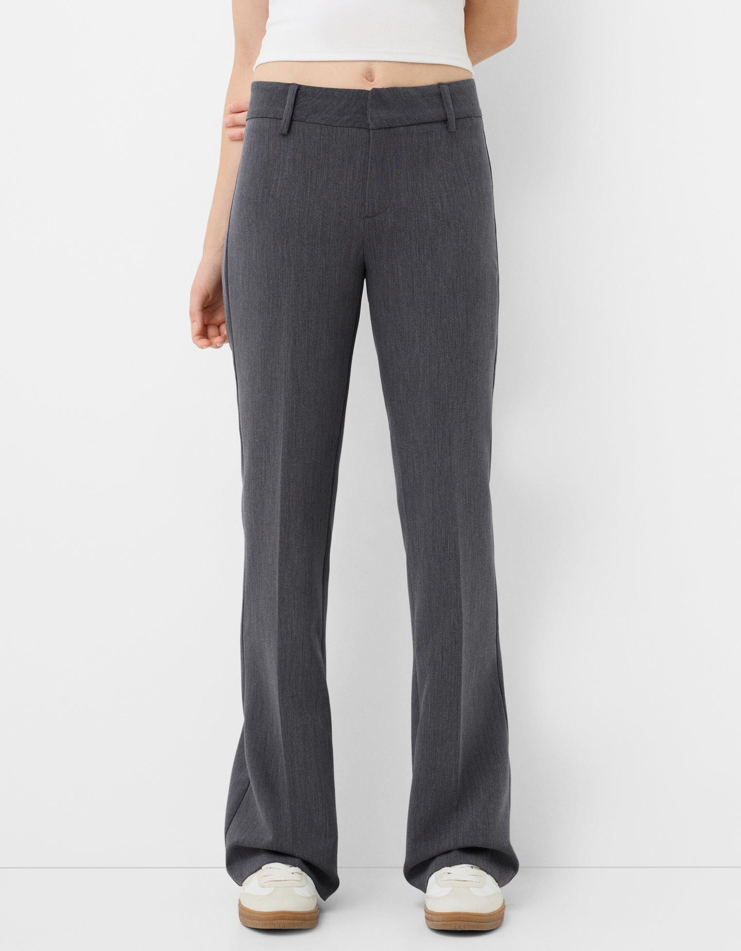 Bershka Tailoring-Schlaghose Damen 40 Dunkelgrau günstig online kaufen