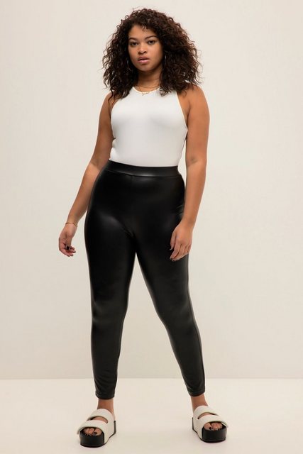 Studio Untold Lederimitathose Leggings beschichtet elastisch Elastikbund günstig online kaufen