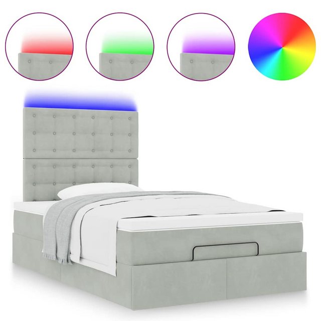 vidaXL Bett Ottoman-Bett mit Matratzen & LEDs Hellgrau 120x190 cm Samt günstig online kaufen