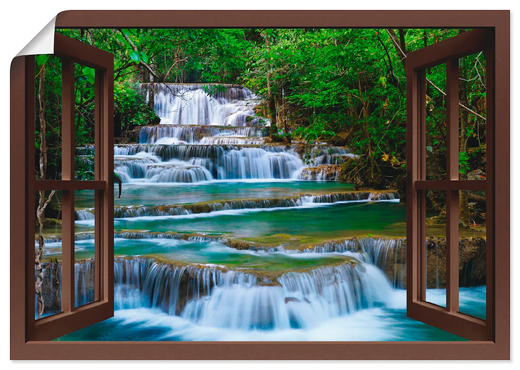 Artland Wandbild "Fensterblick Wasserfall in Kanchanaburi", Fensterblick, ( günstig online kaufen