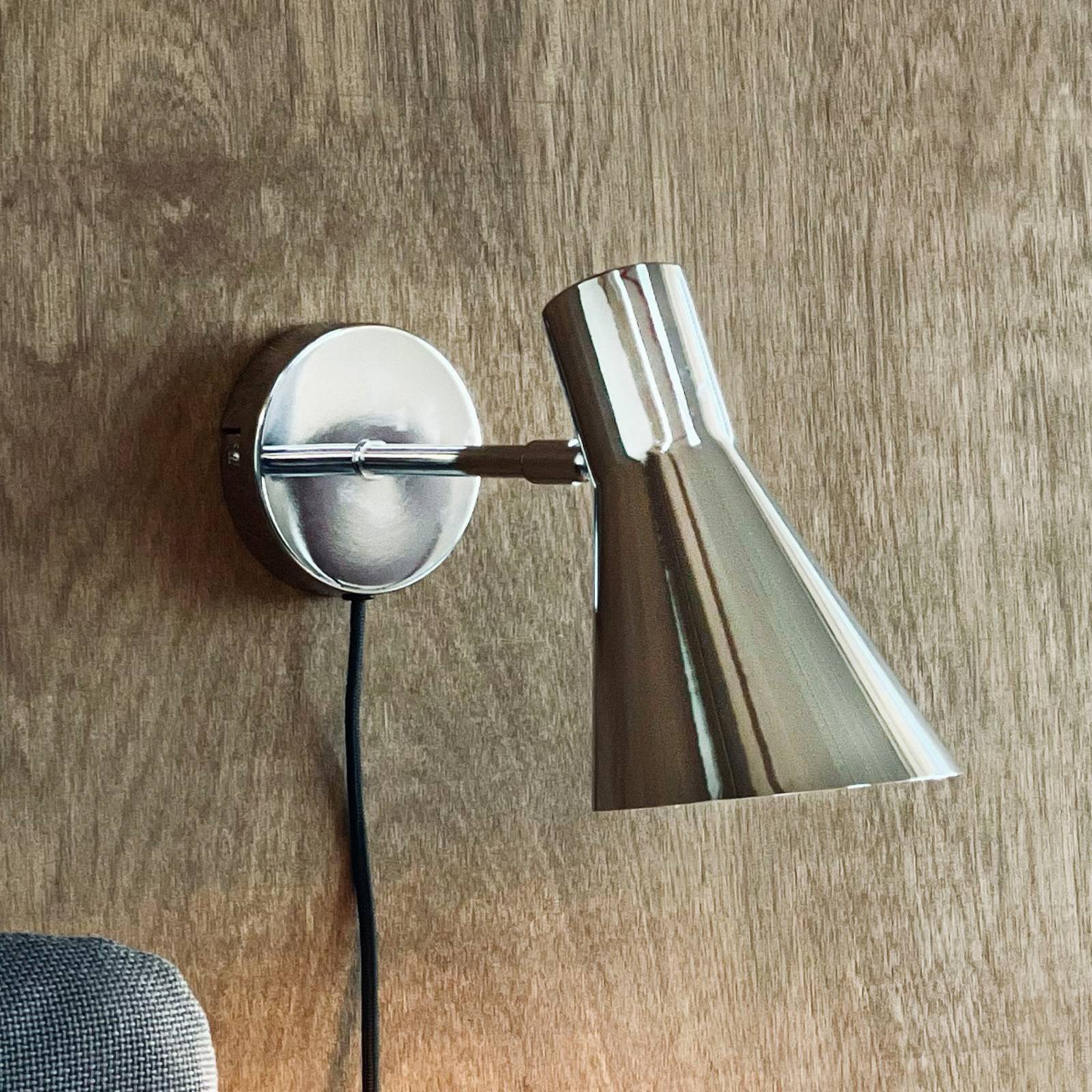 Dyberg Larsen Wandleuchte DL12, chrom, Höhe 20 cm, Metall günstig online kaufen