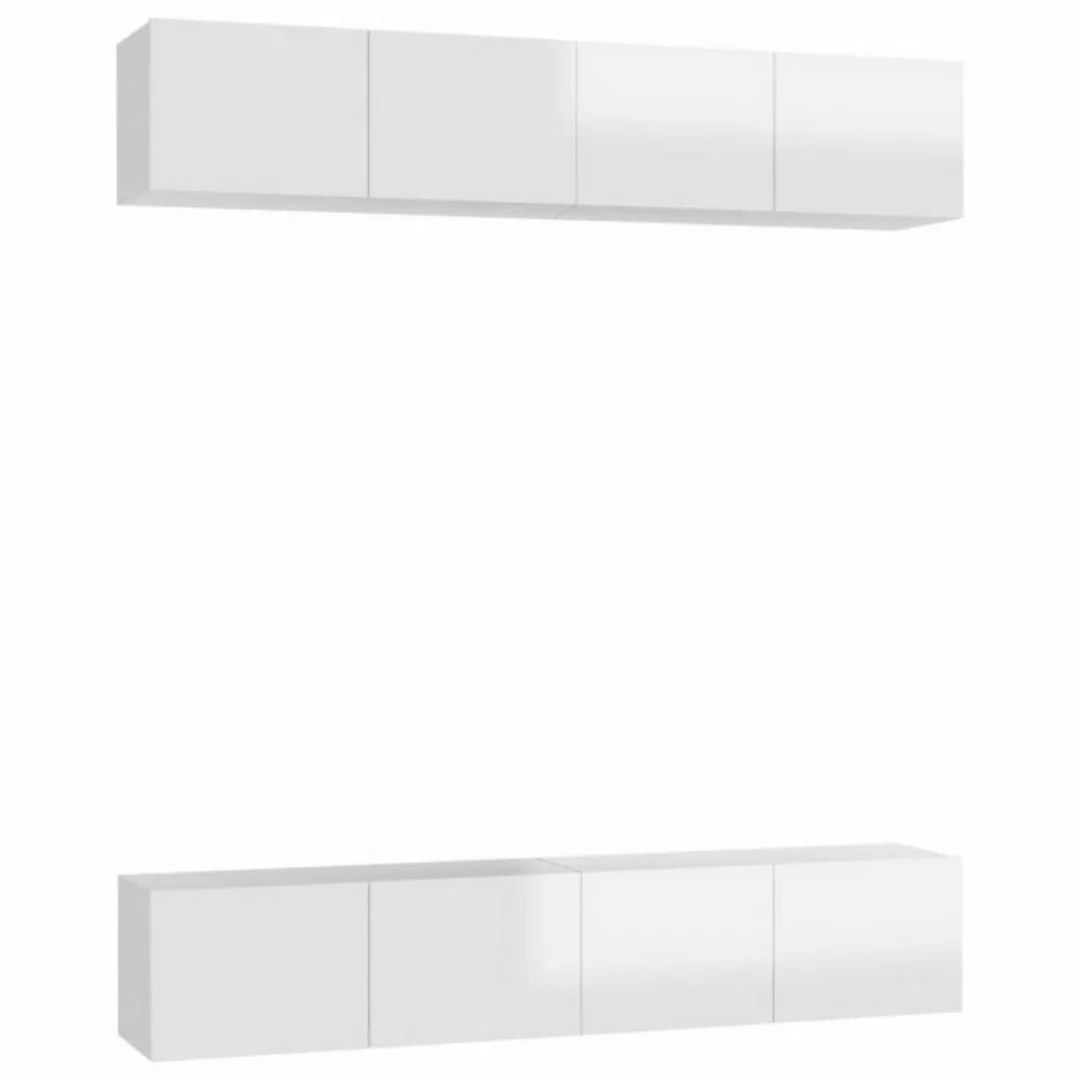 vidaXL TV-Schrank TV-Schränke 4 Stk Hochglanz-Weiß 80x30x30 cm Spanplatte L günstig online kaufen