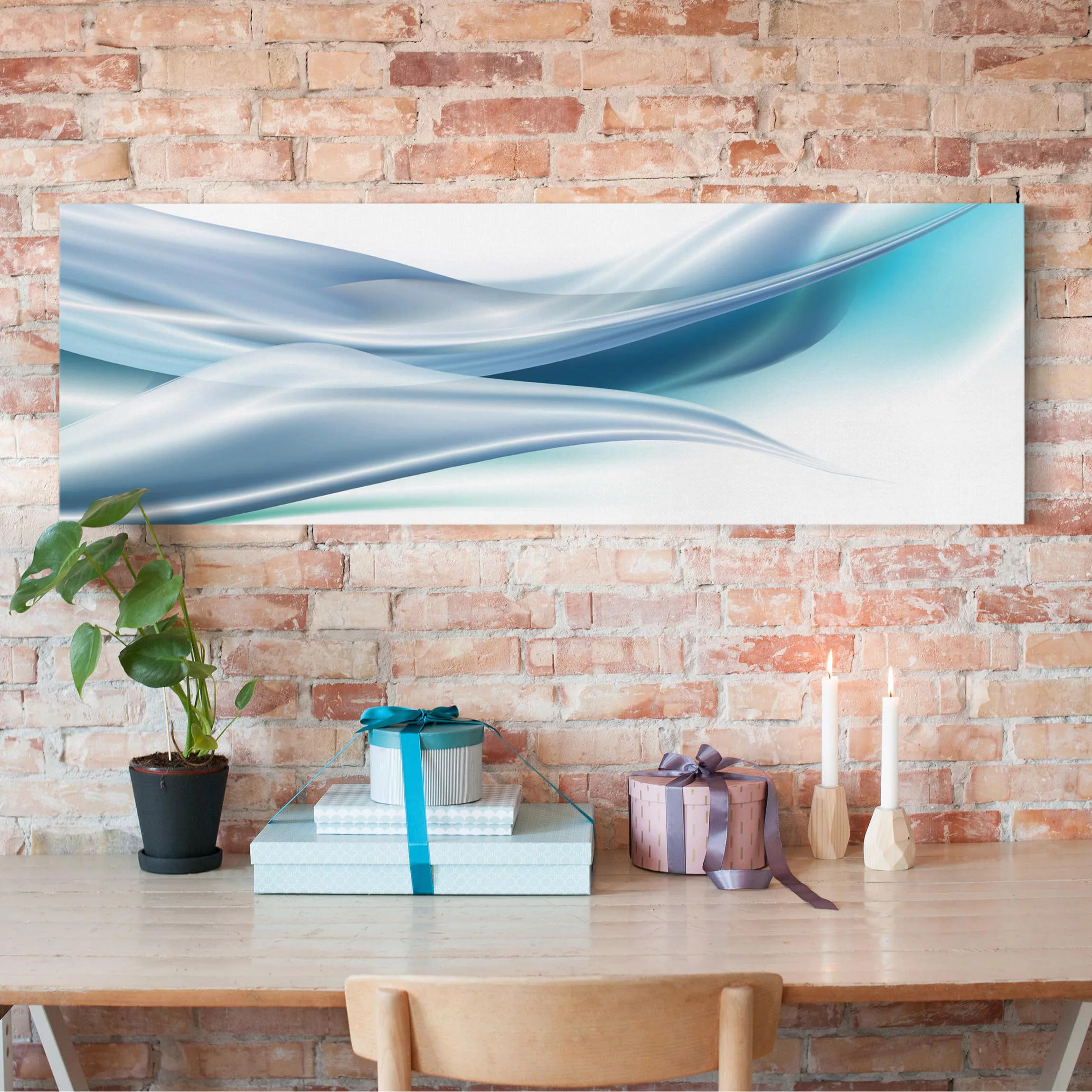 Leinwandbild Abstrakt - Panorama Blue Dust günstig online kaufen